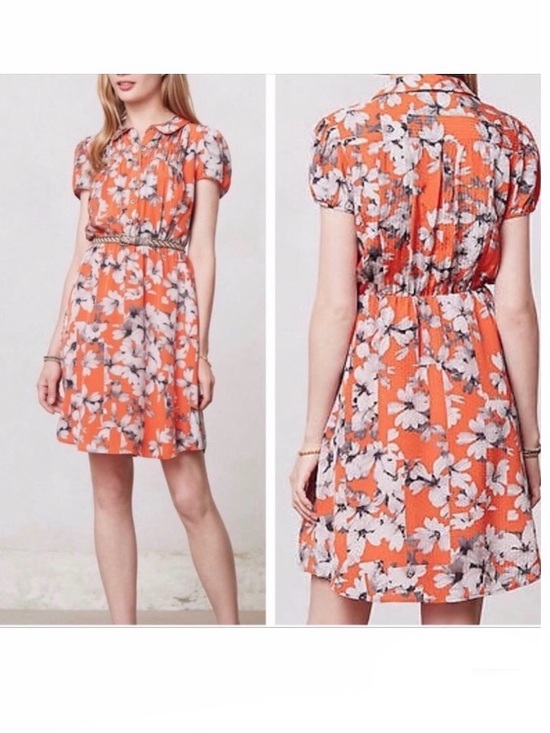 Anthropologie Dresses & Skirts - Anthropologie Maeve Orange Floral Spectrum Dress Size 4